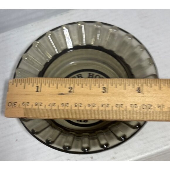 Las Vegas Ashtray Frontier Hotel Vintage Smoky Glass Ribbed Design 4.5" - Picture 5 of 8
